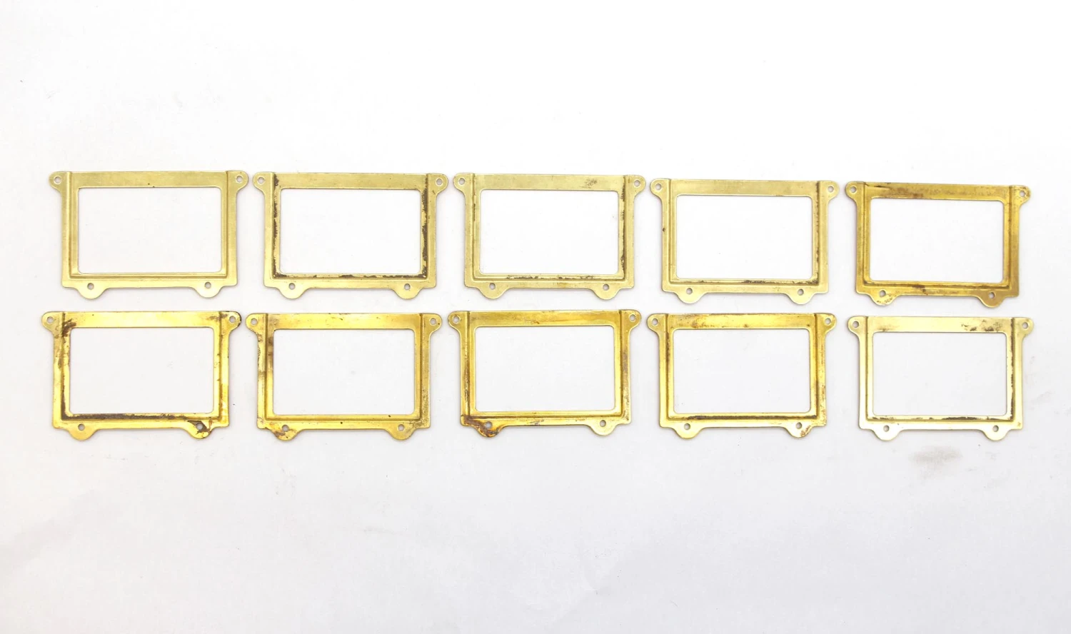 Set Of 10 Olde New Vintage Rectangle Polished Brass Drawer Label Slots 4 Set Of 10 Olde New Vintage Rectangle Polished Brass Drawer Label Slots - Image 2