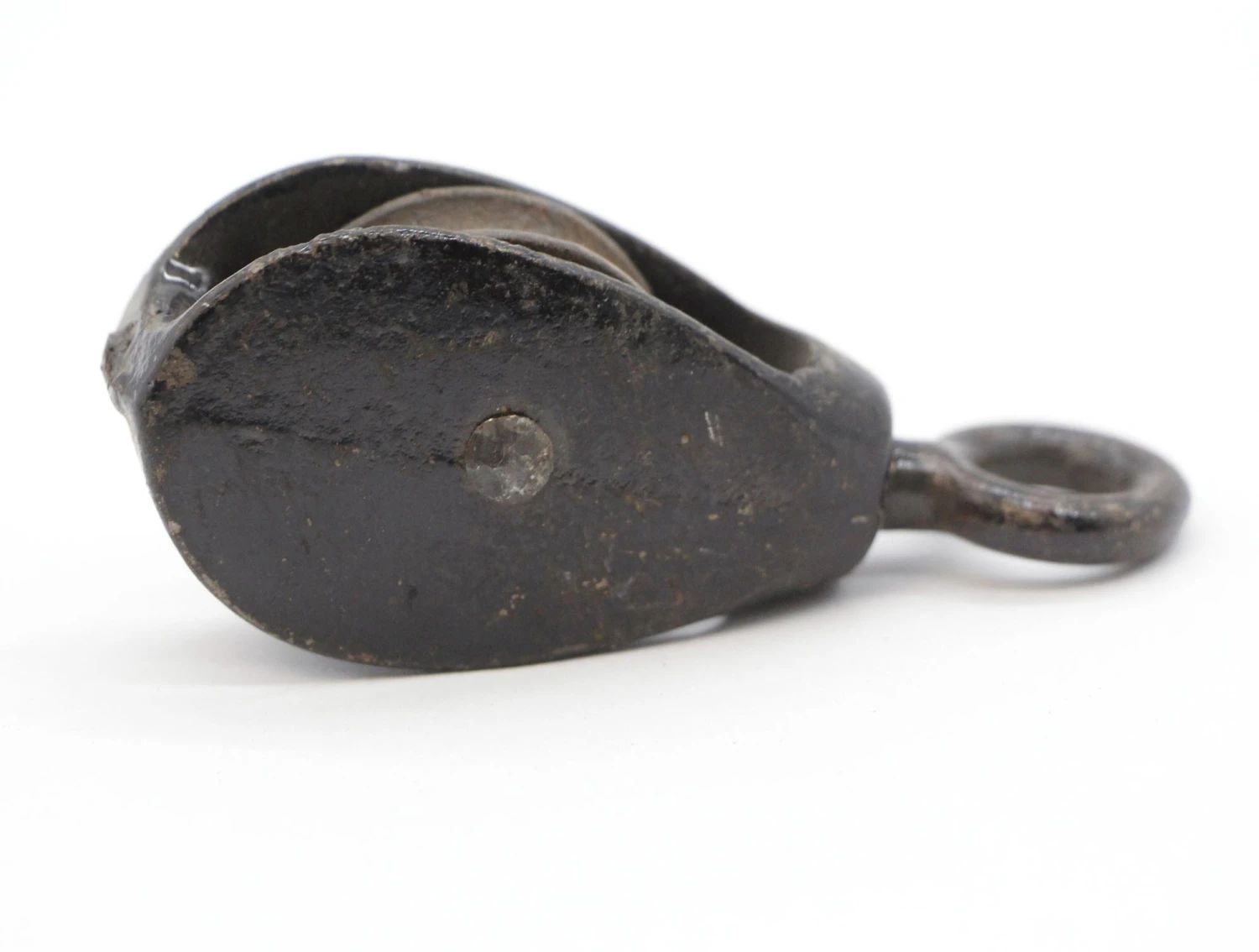 Antique Single Wheel Black Cast Iron Pulley 4 Antique Single Wheel Black Cast Iron Pulley - Image 2