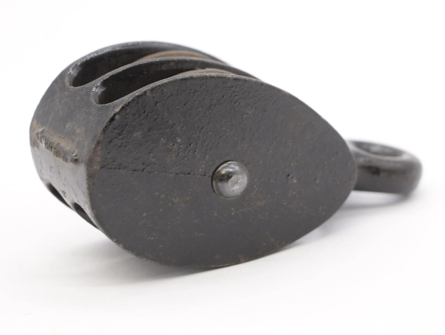 Vintage 4.5 In. Double Wheel Black Cast Iron Pulley 4 Vintage 4.5 In. Double Wheel Black Cast Iron Pulley - Image 2