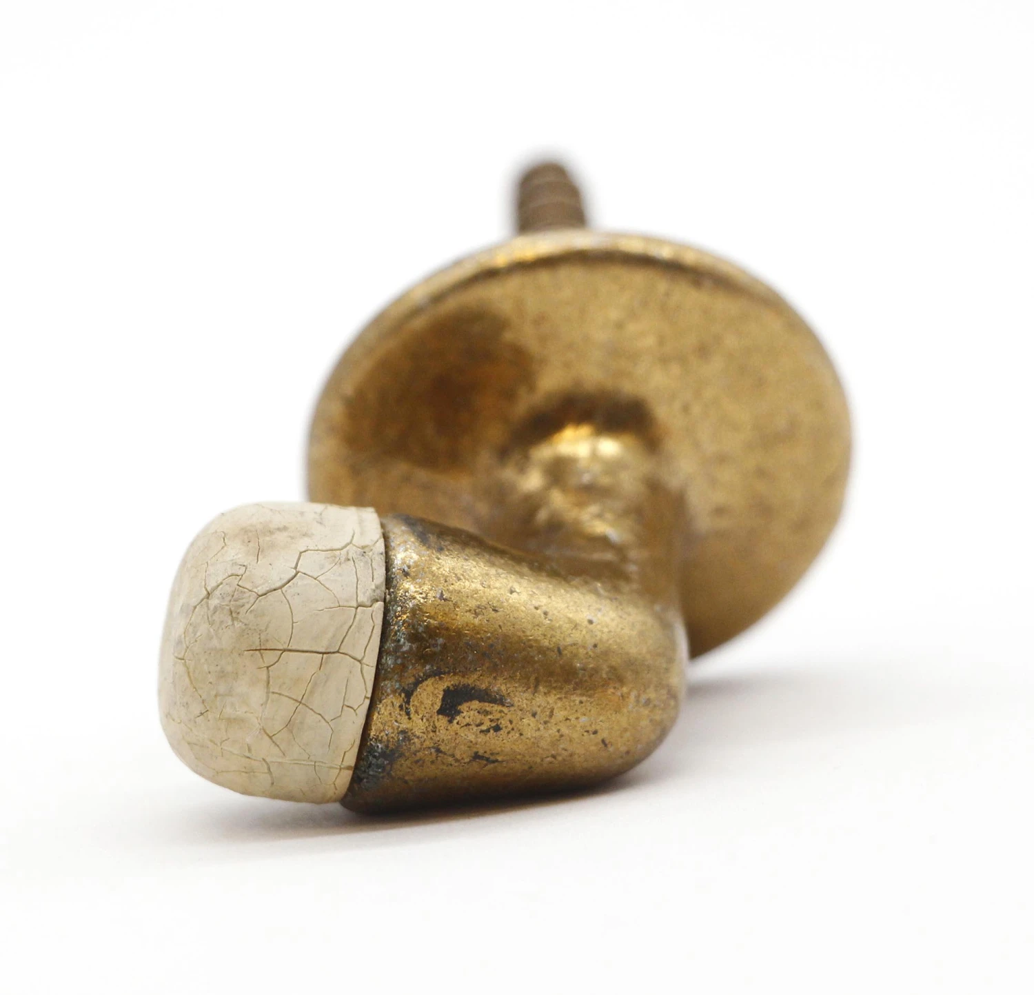 Vintage Brass White Rubber End Door Stopper 4 Vintage Brass White Rubber End Door Stopper - Image 2