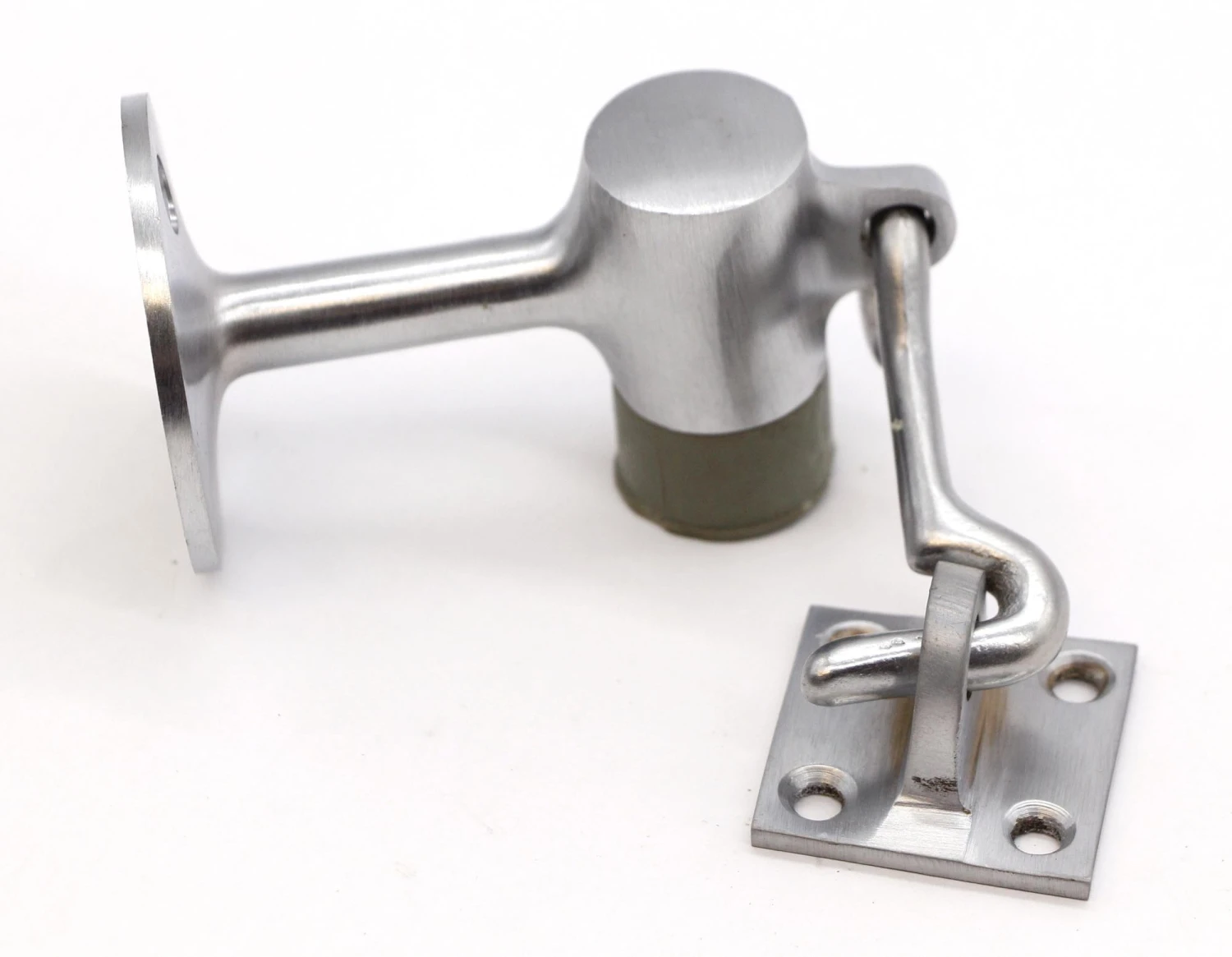 Old New Commercial Brushed Steel Brass Wall Mount Latch Door Stopper 4 Old New Commercial Brushed Steel Brass Wall Mount Latch Door Stopper - Image 2