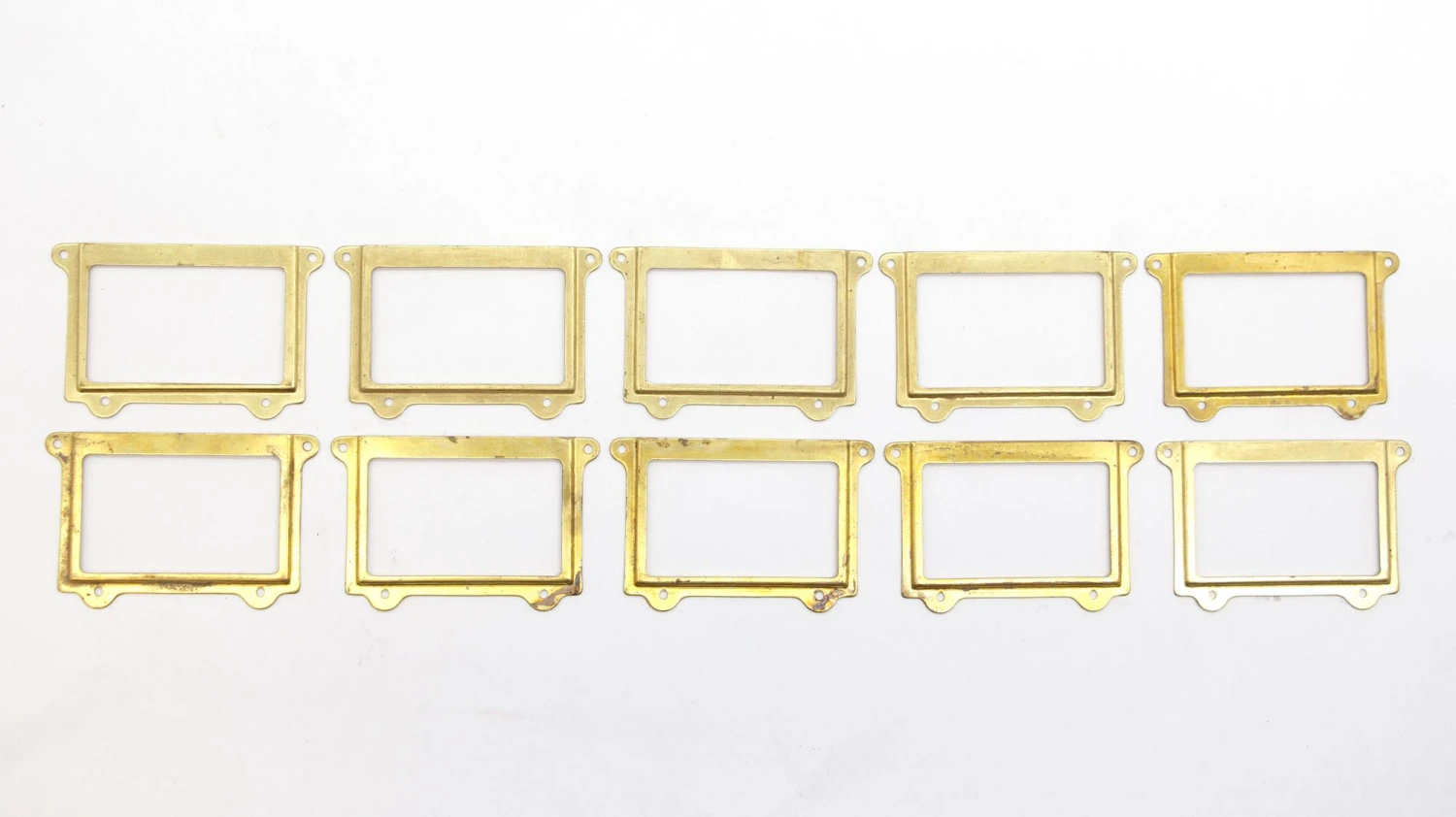 Set Of 10 Olde New Vintage Rectangle Polished Brass Drawer Label Slots 3 Set Of 10 Olde New Vintage Rectangle Polished Brass Drawer Label Slots