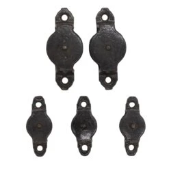 Set Of 5 Single Wheel Cast Iron Pulleys