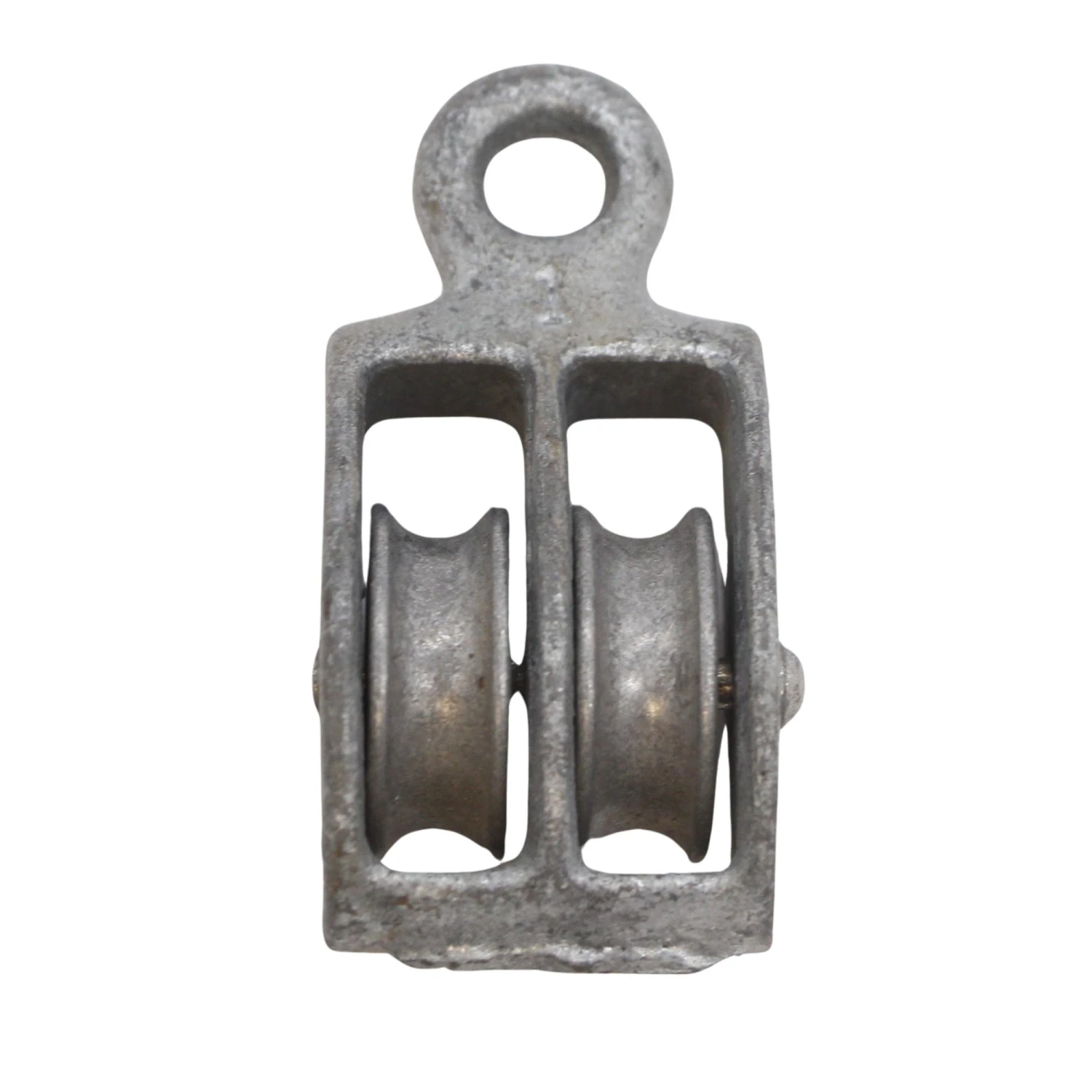 Vintage 2.75 In. Double Wheel Steel Pulley 3 Vintage 2.75 In. Double Wheel Steel Pulley