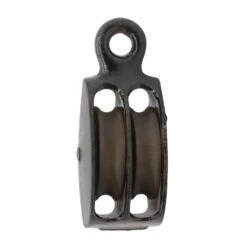 Vintage 4.5 In. Double Wheel Black Cast Iron Pulley