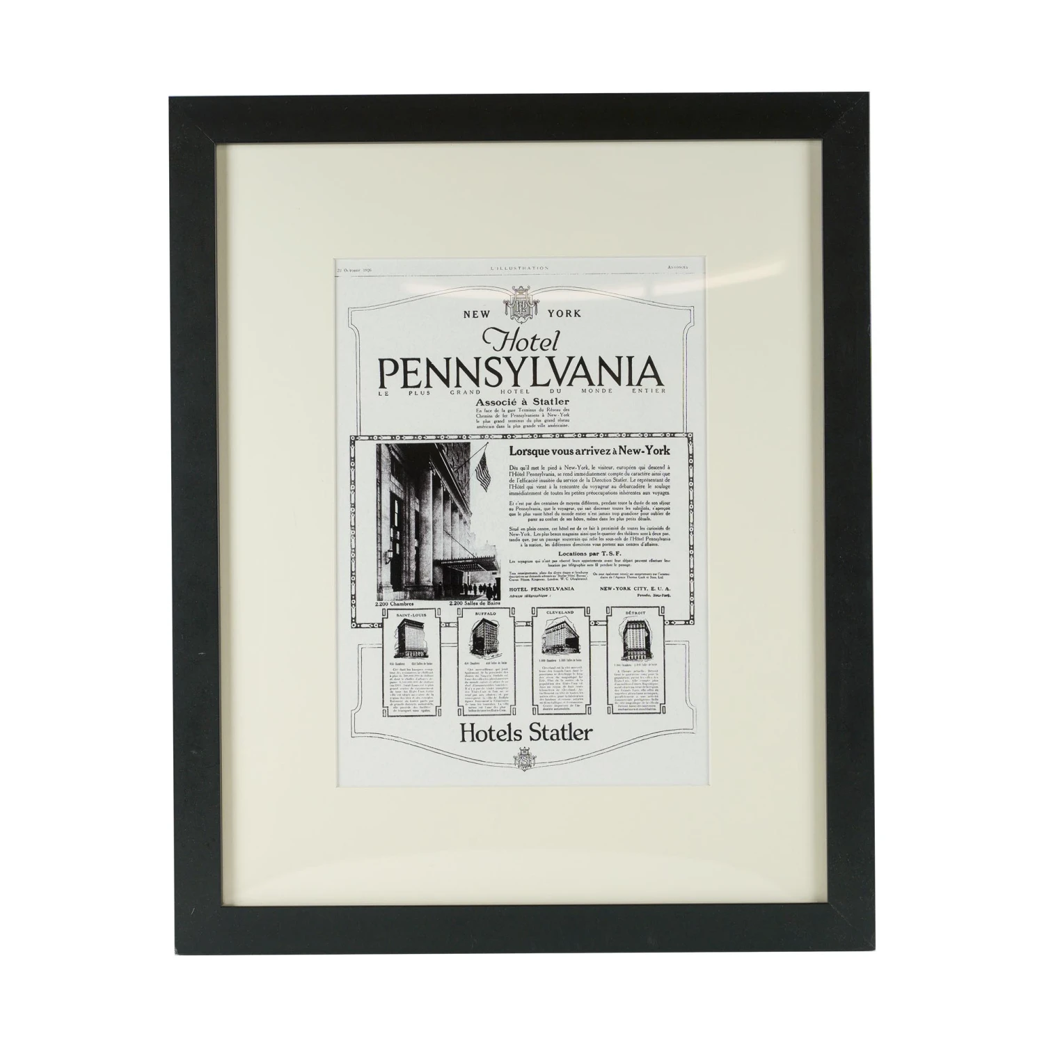 1920 Framed French The Hotel Pennsylvania Advertisement 3 1920 Framed French The Hotel Pennsylvania Advertisement