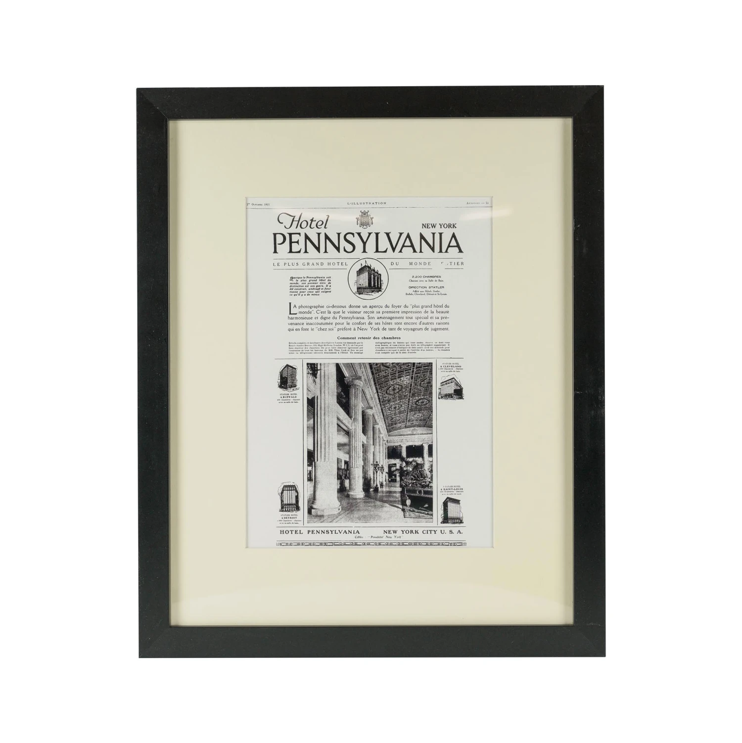 1921 Framed French The Hotel Pennsylvania Advertisement 3 1921 Framed French The Hotel Pennsylvania Advertisement