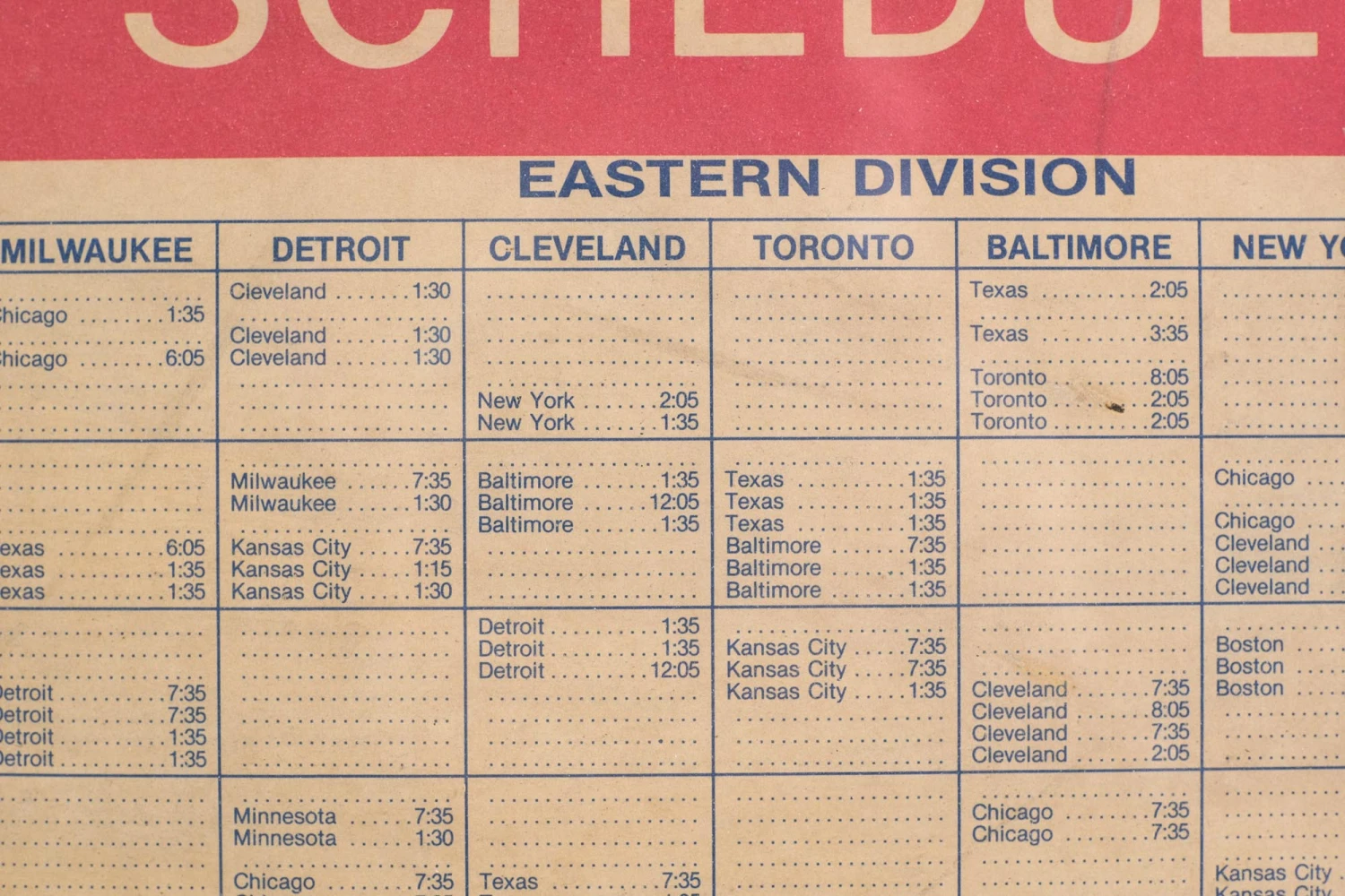 Large 1985 American League Baseball Official Schedule Poster 5 Large 1985 American League Baseball Official Schedule Poster - Image 3
