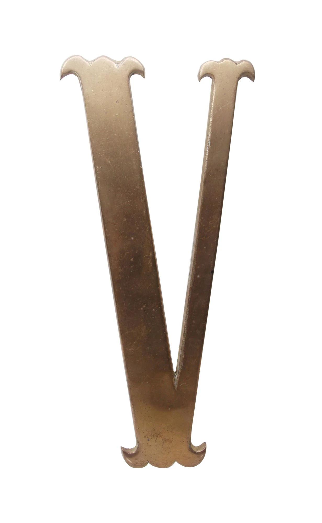 Large 11.5 In. Solid Brass Letter V 3 Large 11.5 In. Solid Brass Letter V