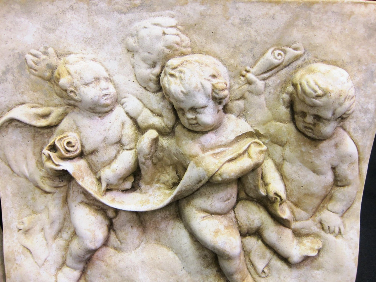 Set Of Two Cast Cherub Reliefs In Composite 4 Set Of Two Cast Cherub Reliefs In Composite - Image 2