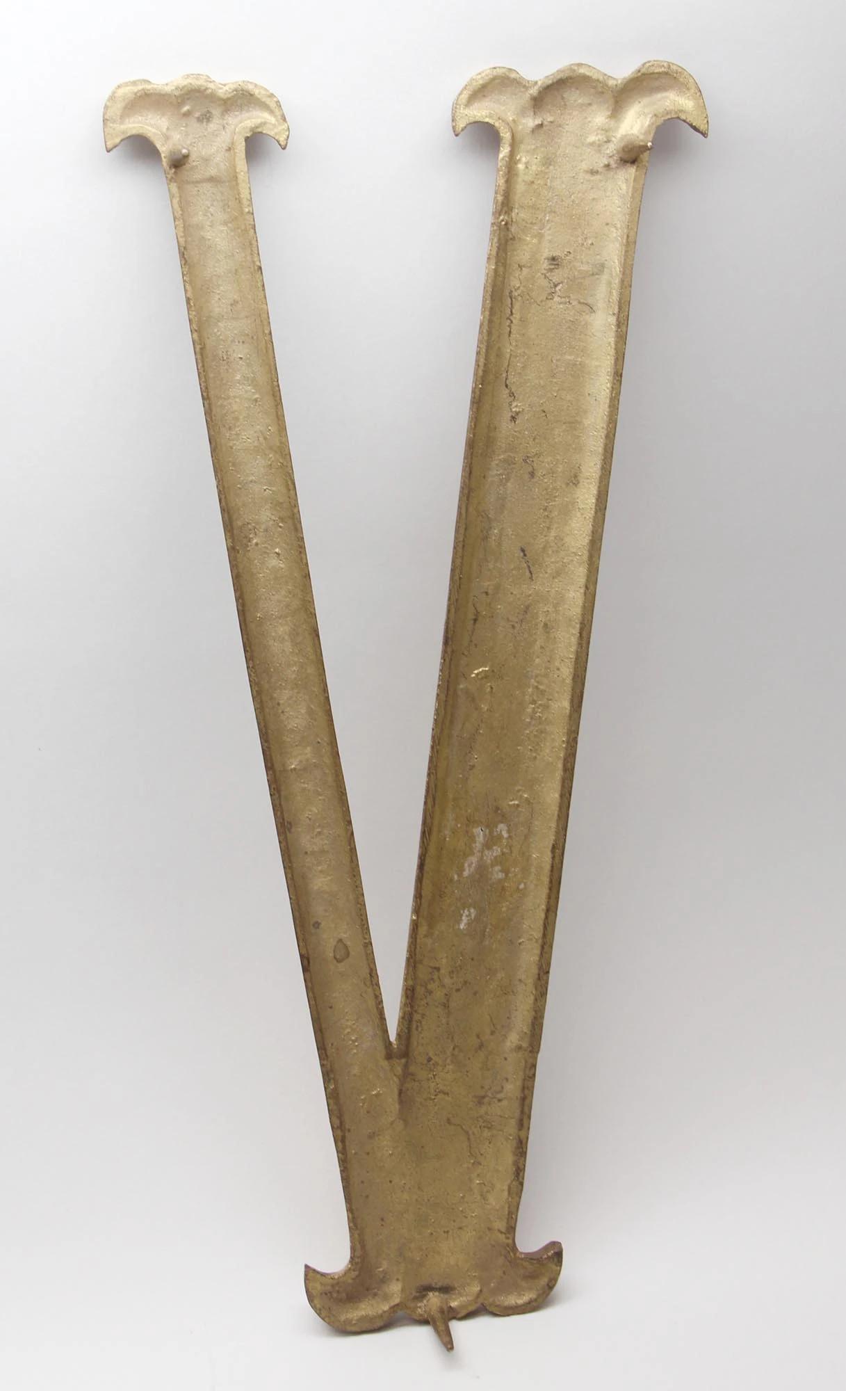 Large 11.5 In. Solid Brass Letter V 4 Large 11.5 In. Solid Brass Letter V - Image 2