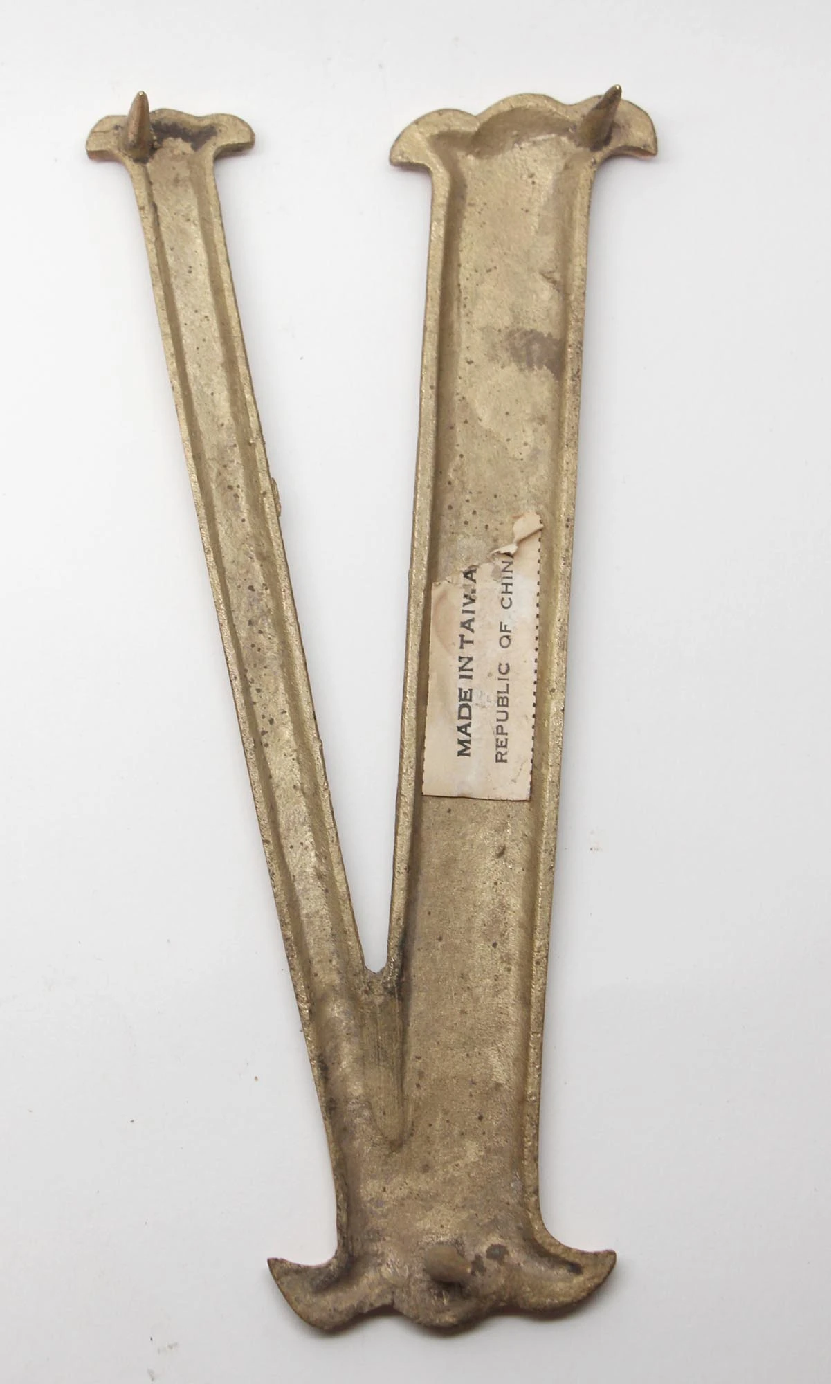 Small 7.75 In. Solid Brass Letter V 4 Small 7.75 In. Solid Brass Letter V - Image 2