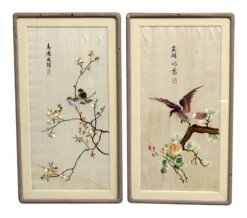 Pair Of Bird Embroidery Prints