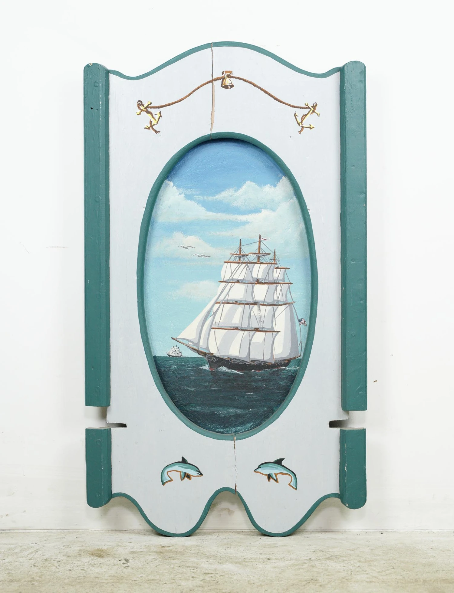 Pair Of Hand Painted Sailboat White & Blue Wooden Wall Art Pieces 4 Pair Of Hand Painted Sailboat White & Blue Wooden Wall Art Pieces - Image 2