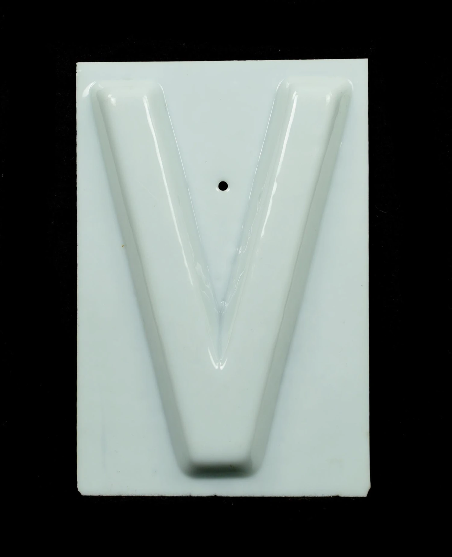 The Albee Theater 10.75 In. White Glass V Letter 3 The Albee Theater 10.75 In. White Glass V Letter