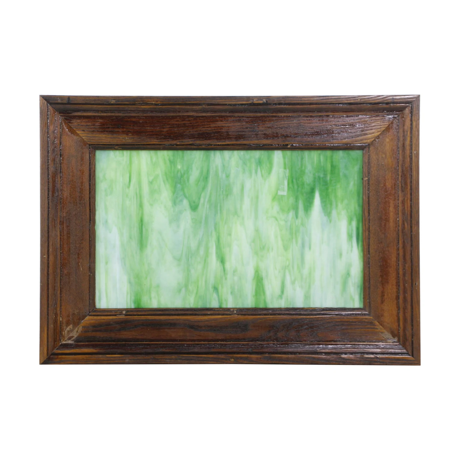 Wood Framed Green Stained Glass Wall Hanging 3 Wood Framed Green Stained Glass Wall Hanging