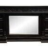 Antique Victorian Wood Overmantel With Beveled Mirror