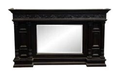 Antique Victorian Wood Overmantel With Beveled Mirror