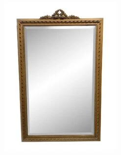 European Floral Hand Carved Wooden Beveled Mirror