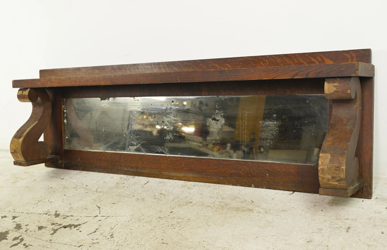 Reclaimed 5 Ft. Wall Mounted Oak Mirror Overmantel 5 Reclaimed 5 Ft. Wall Mounted Oak Mirror Overmantel - Image 3