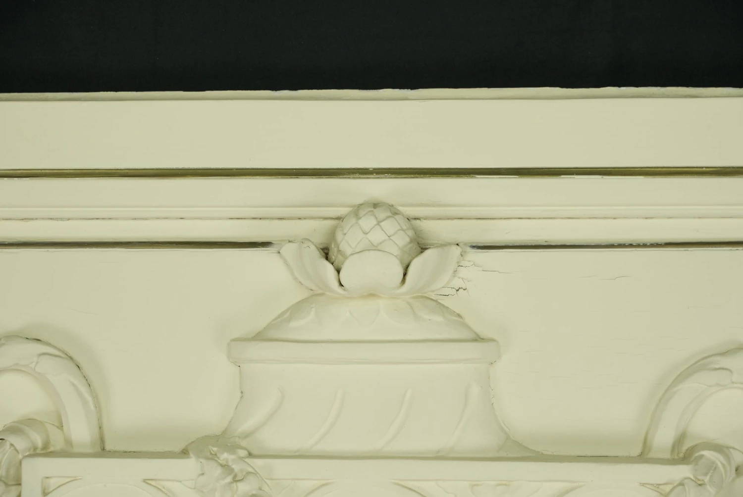 Antique 71 In. Carved Urn White Wooden Overmantel Mirror 5 Antique 71 In. Carved Urn White Wooden Overmantel Mirror - Image 3