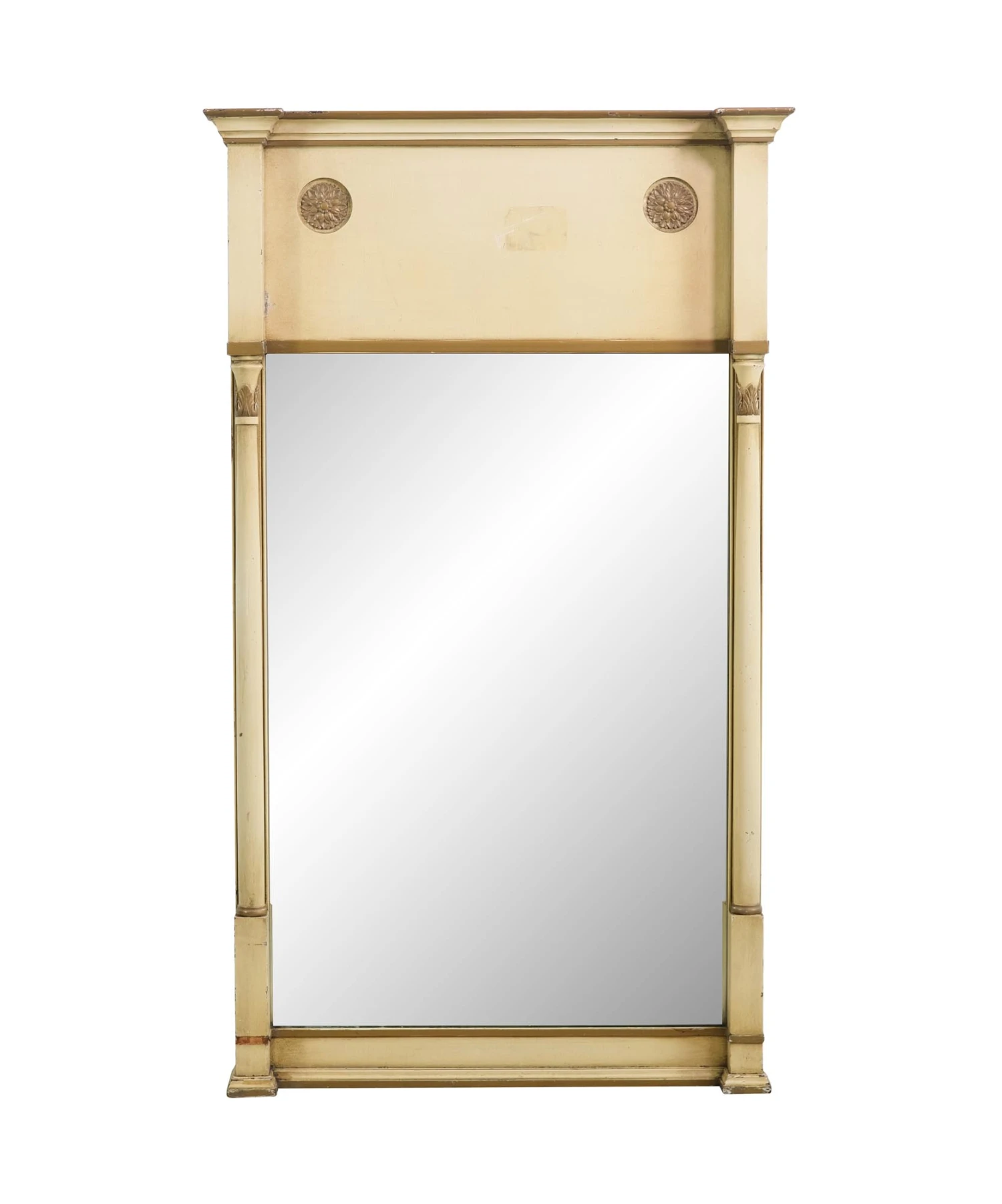 French Provincial Tan & Gold Over Mantel Wall Mirror 3 French Provincial Tan & Gold Over Mantel Wall Mirror