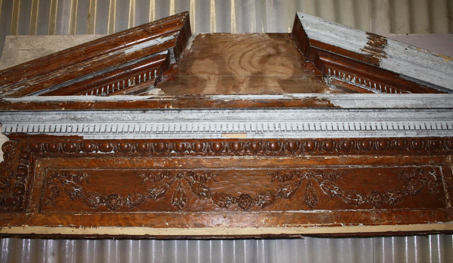 Wooden Over Mantel With Egg & Dart & Floral Detail 4 Wooden Over Mantel With Egg & Dart & Floral Detail - Image 2