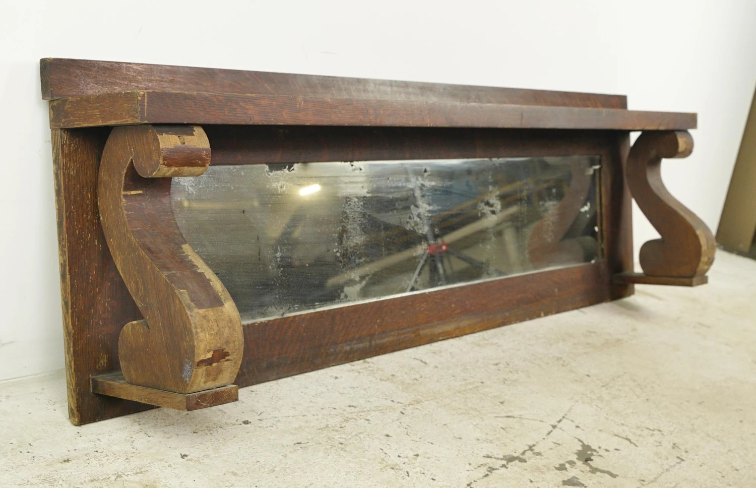 Reclaimed 5 Ft. Wall Mounted Oak Mirror Overmantel 4 Reclaimed 5 Ft. Wall Mounted Oak Mirror Overmantel - Image 2