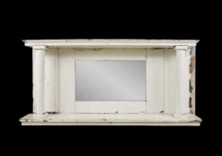 Reclaimed 4.5 Ft. White Painted Pine Mirror Overmantel