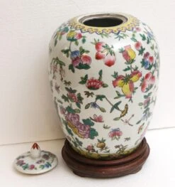 Ceramic Asian Vase With Wooden Base 14 Ceramic Asian Vase With Wooden Base -OGT Sale Store p251483 05