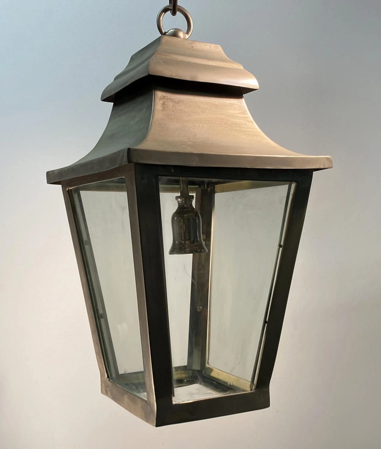 Traditional Nickel Over Brass 22 In. Hanging Lantern 6 Traditional Nickel Over Brass 22 In. Hanging Lantern - Image 4