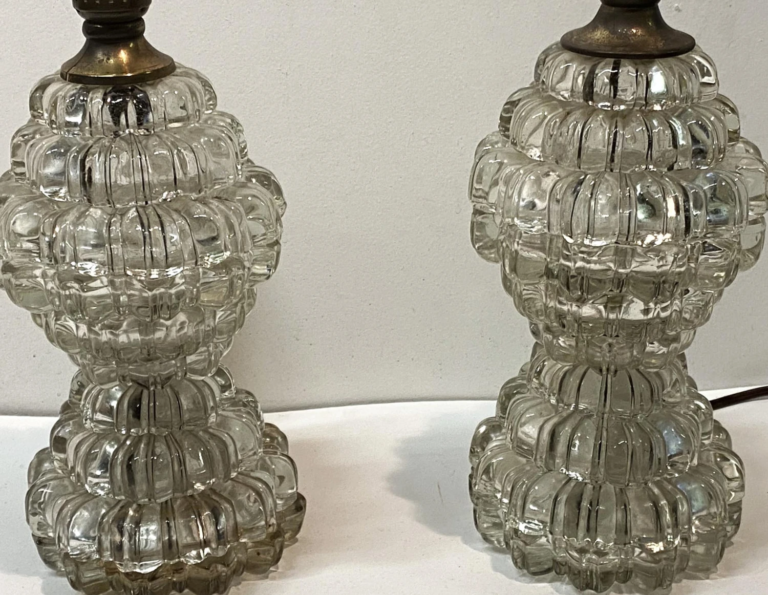 1930s Victorian Petite Fluted Glass Vanity Table Lamps 7 1930s Victorian Petite Fluted Glass Vanity Table Lamps - Image 5