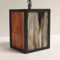 Modern Stained Glass Lantern With Black Iron Frame 16 Modern Stained Glass Lantern With Black Iron Frame -OGT Sale Store p259198 06