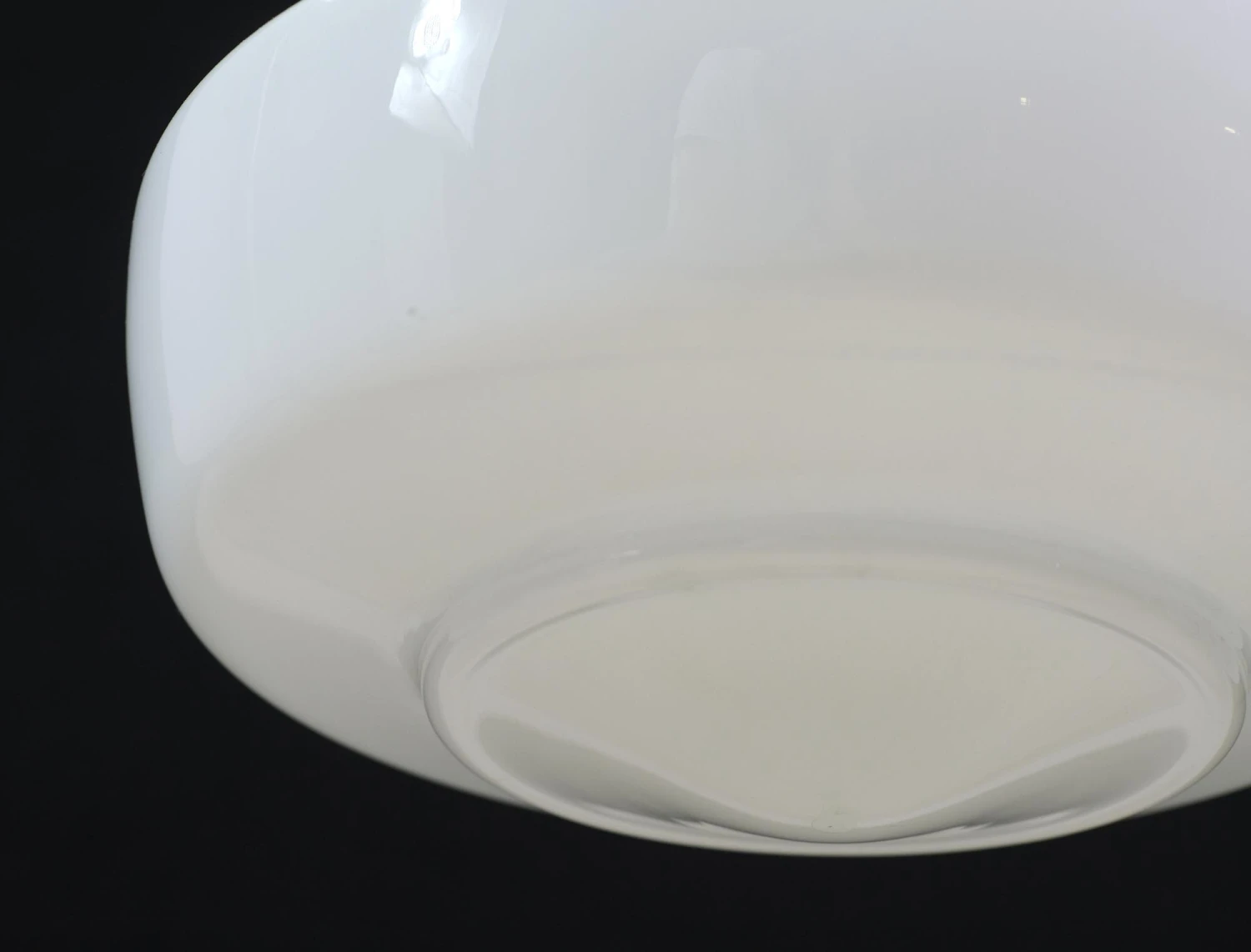 Mid Century Modern Milk Glass Nickel Schoolhouse Pendant Light 8 Mid Century Modern Milk Glass Nickel Schoolhouse Pendant Light - Image 6