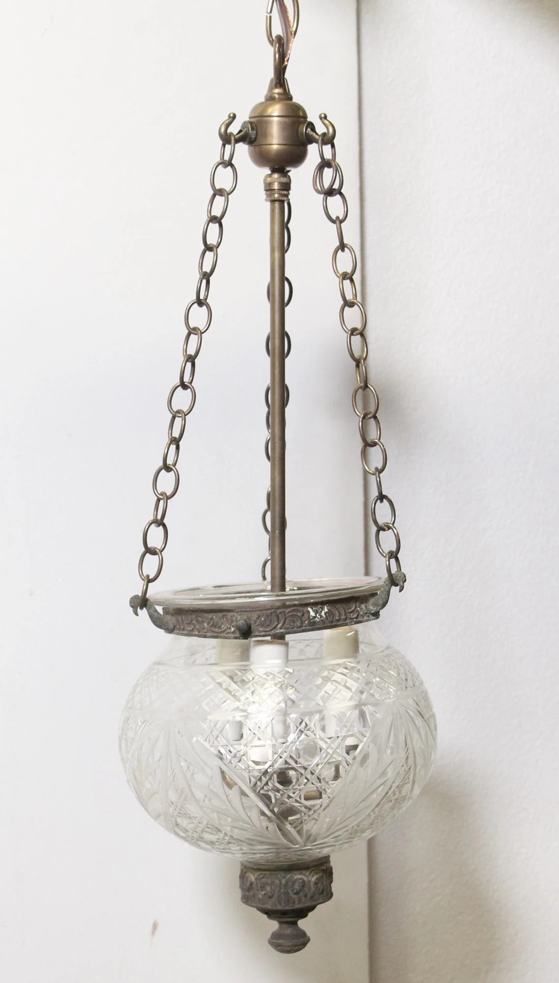 Antique 9 In. Clear Crystal Etched Onion Bell Jar Pendant Light 12 Antique 9 In. Clear Crystal Etched Onion Bell Jar Pendant Light - Image 10