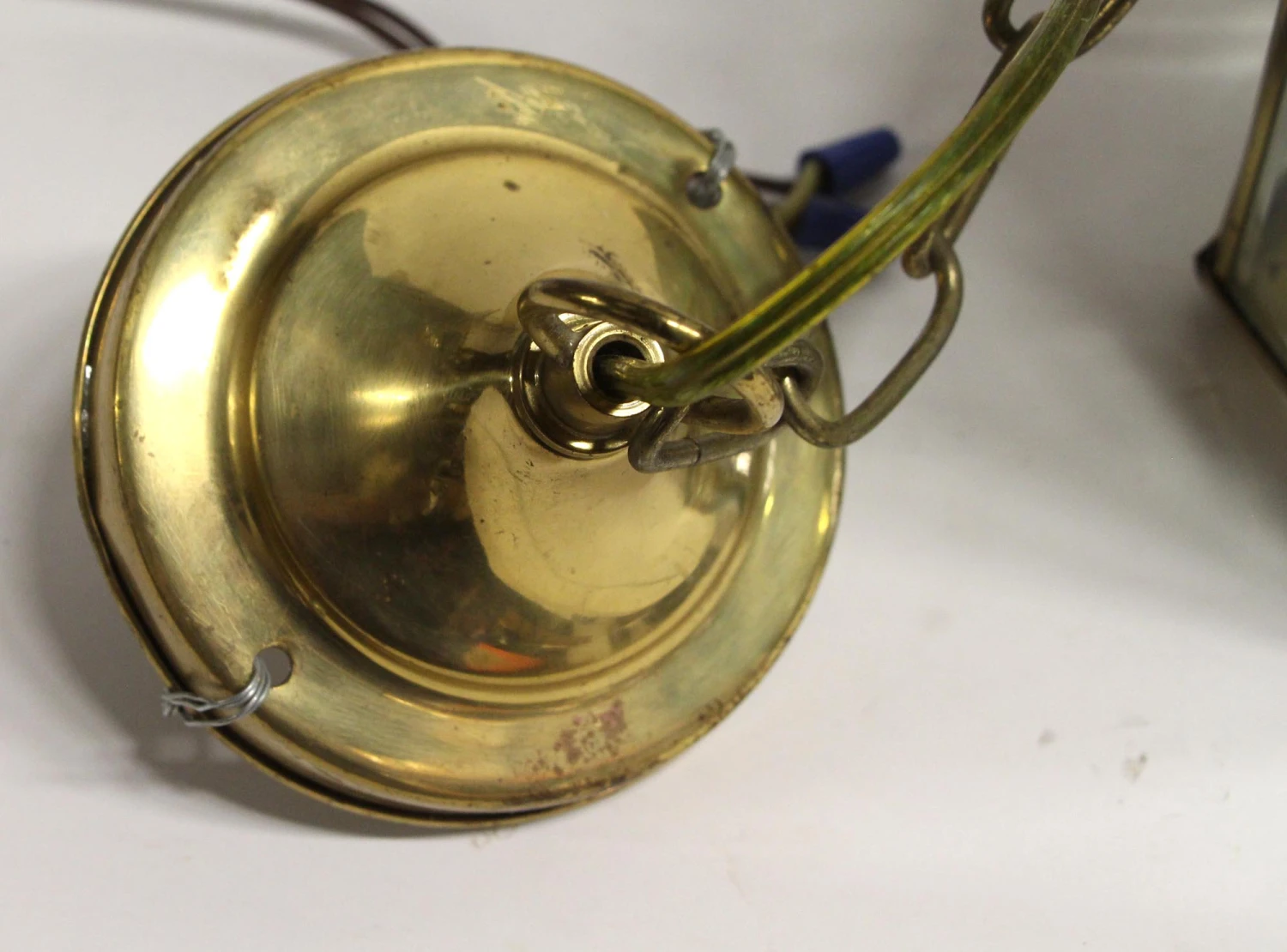 1970s Traditional Beveled Glass Brass Hanging Lantern 7 1970s Traditional Beveled Glass Brass Hanging Lantern - Image 5