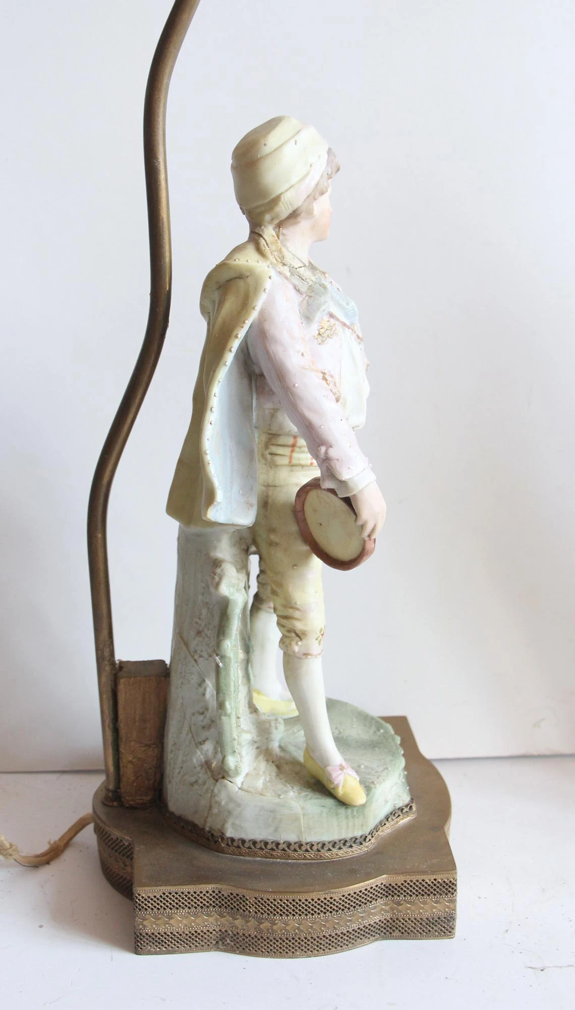 Pair Of Victorian Ceramic & Brass Figural Table Lamps 11 Pair Of Victorian Ceramic & Brass Figural Table Lamps - Image 9