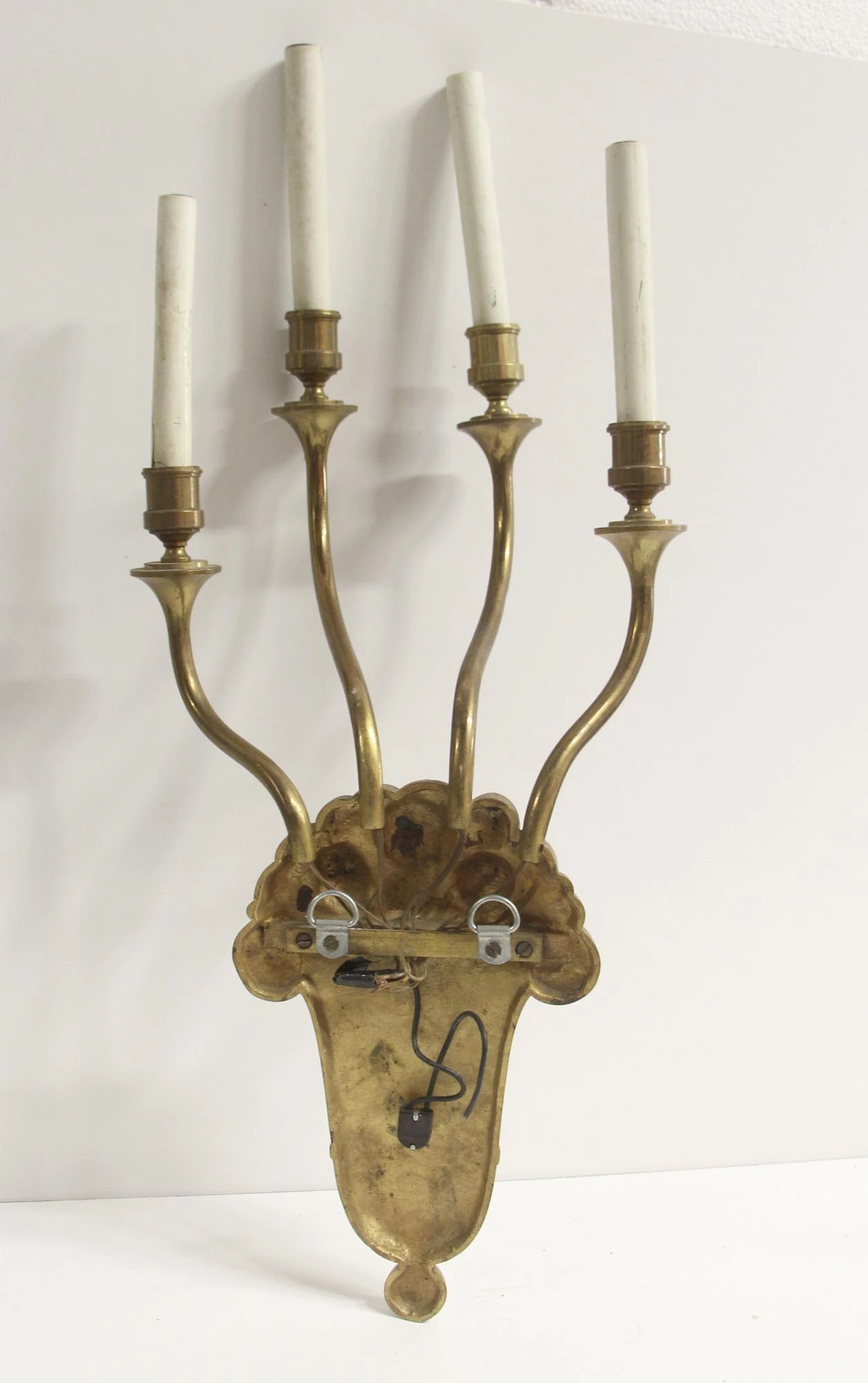 Hollywood Regency Large 4 Slender Arm Cast Brass Sconce 9 Hollywood Regency Large 4 Slender Arm Cast Brass Sconce - Image 7