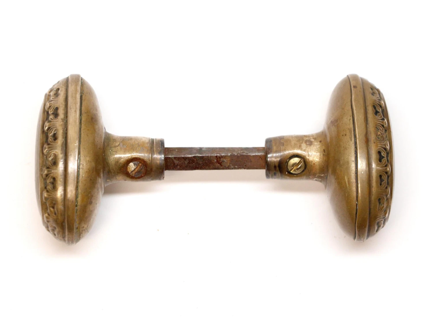 Antique Brass Norwalk Oval Nantes Door Knobs 6 Antique Brass Norwalk Oval Nantes Door Knobs - Image 4