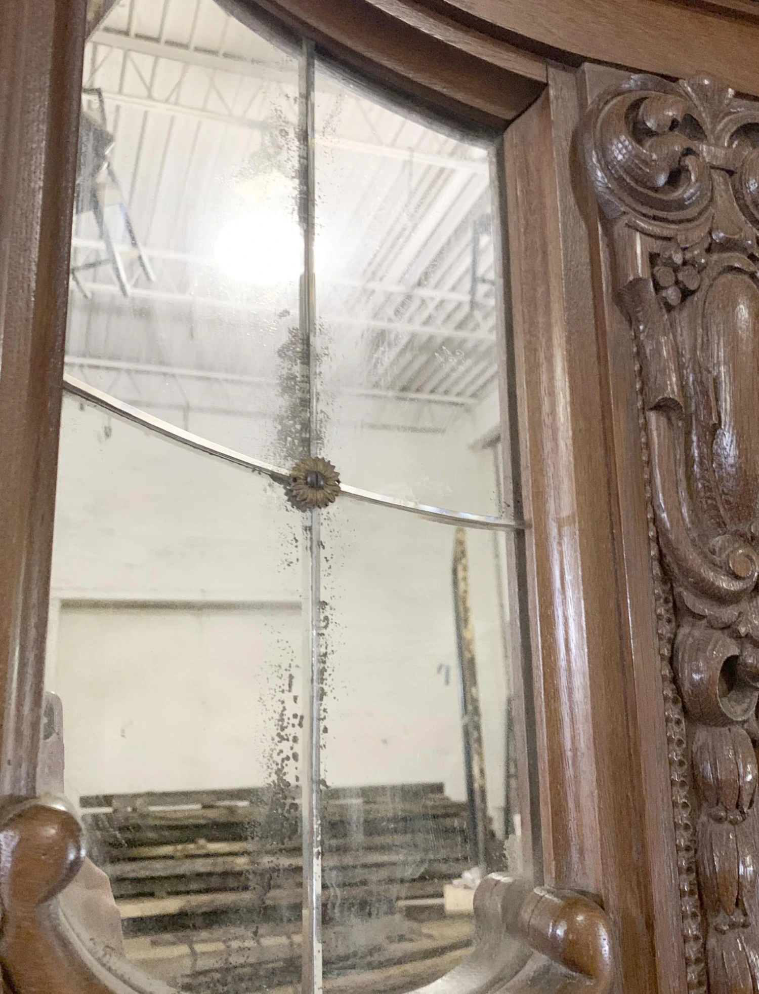 19th Century French Carved 7 Ft. Carved Oak Floral Mirror 6 19th Century French Carved 7 Ft. Carved Oak Floral Mirror - Image 4