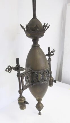 Bronze Ecclesiastical Double Pendant Light Converted Gas Fixture -OGT Sale Store p260925 05