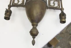 Bronze Ecclesiastical Double Pendant Light Converted Gas Fixture -OGT Sale Store p260925 06