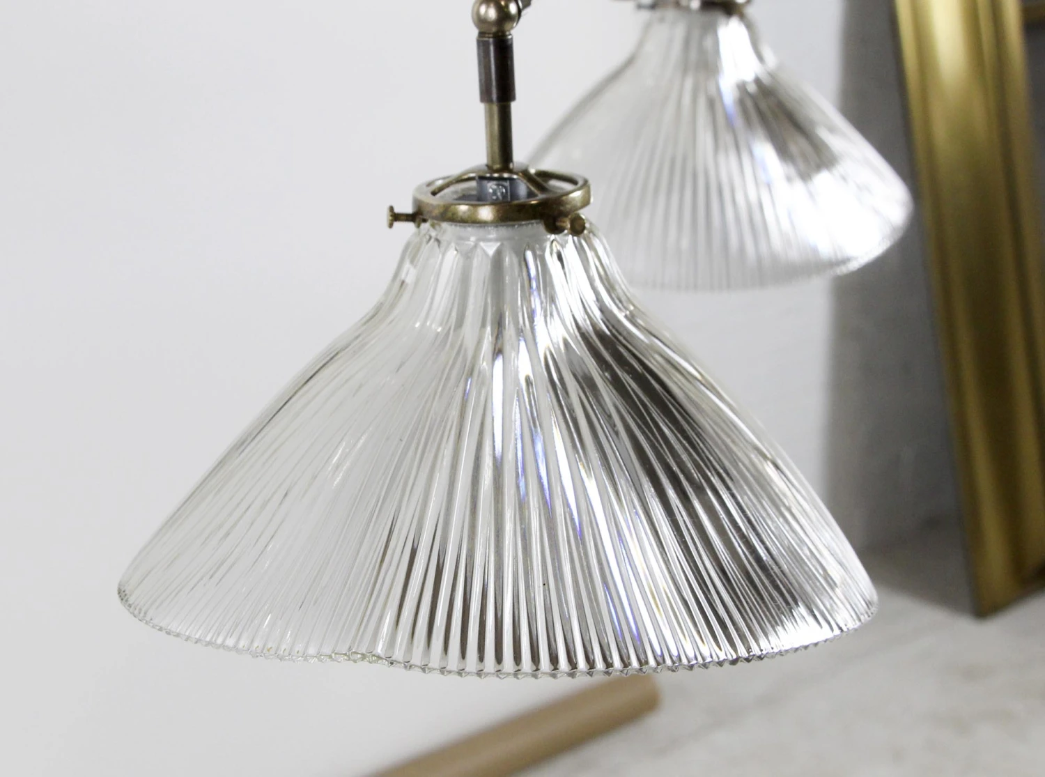 Double Holophane Prism Glass Pendant Light 6 Double Holophane Prism Glass Pendant Light - Image 4