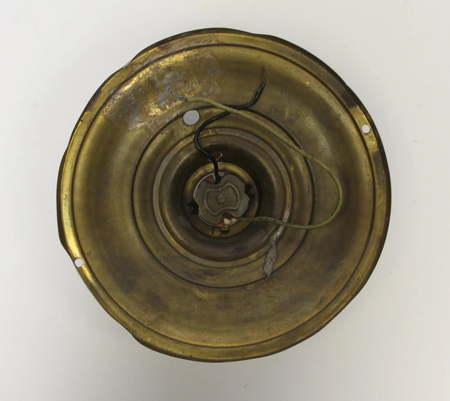 1910s Traditional Single Socket Brass Flush Mount Light 6 1910s Traditional Single Socket Brass Flush Mount Light - Image 4