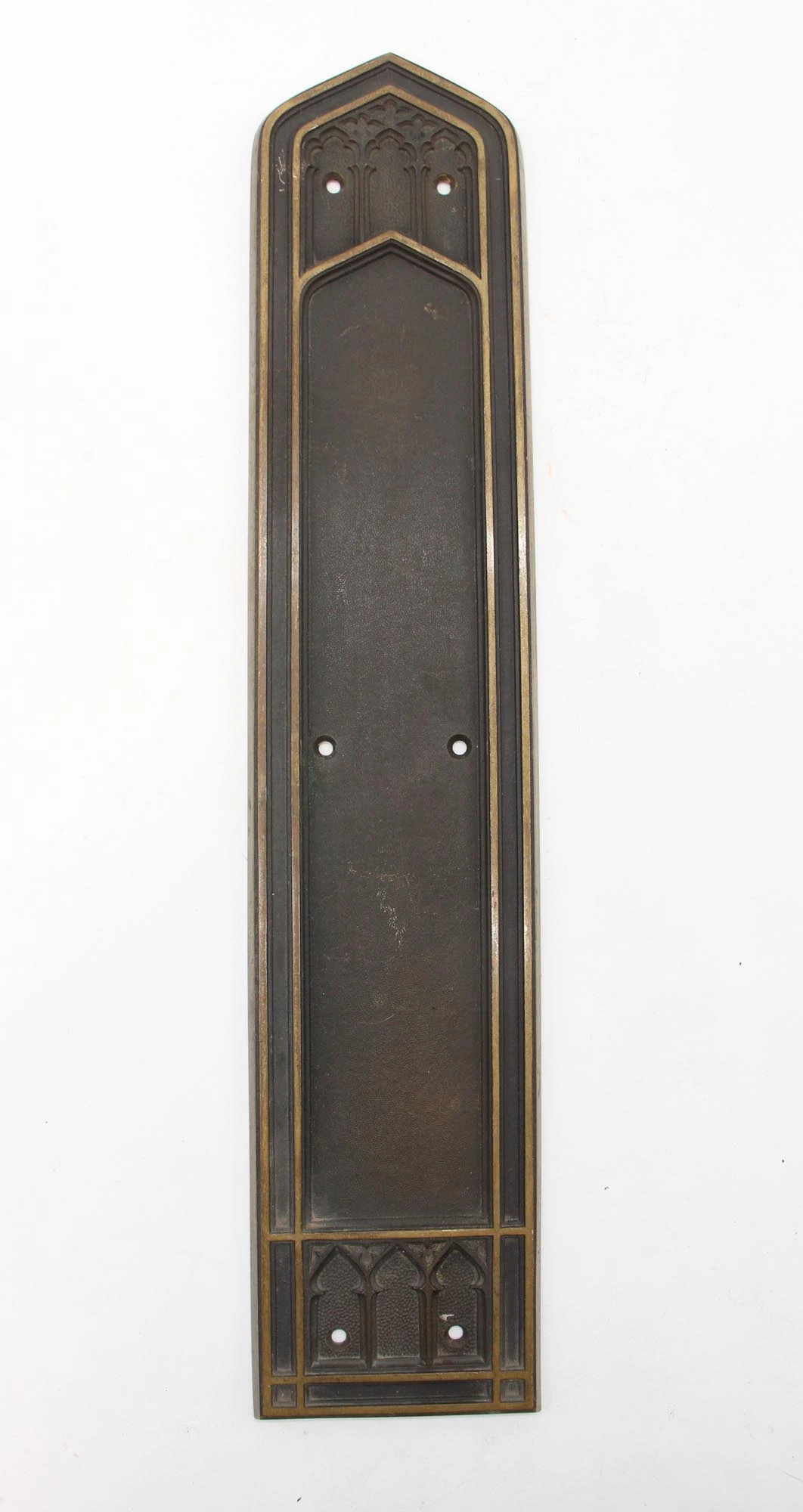 Pair Of 18 In. Bronze Corbin Gothic Door Push Plates 7 Pair Of 18 In. Bronze Corbin Gothic Door Push Plates - Image 5