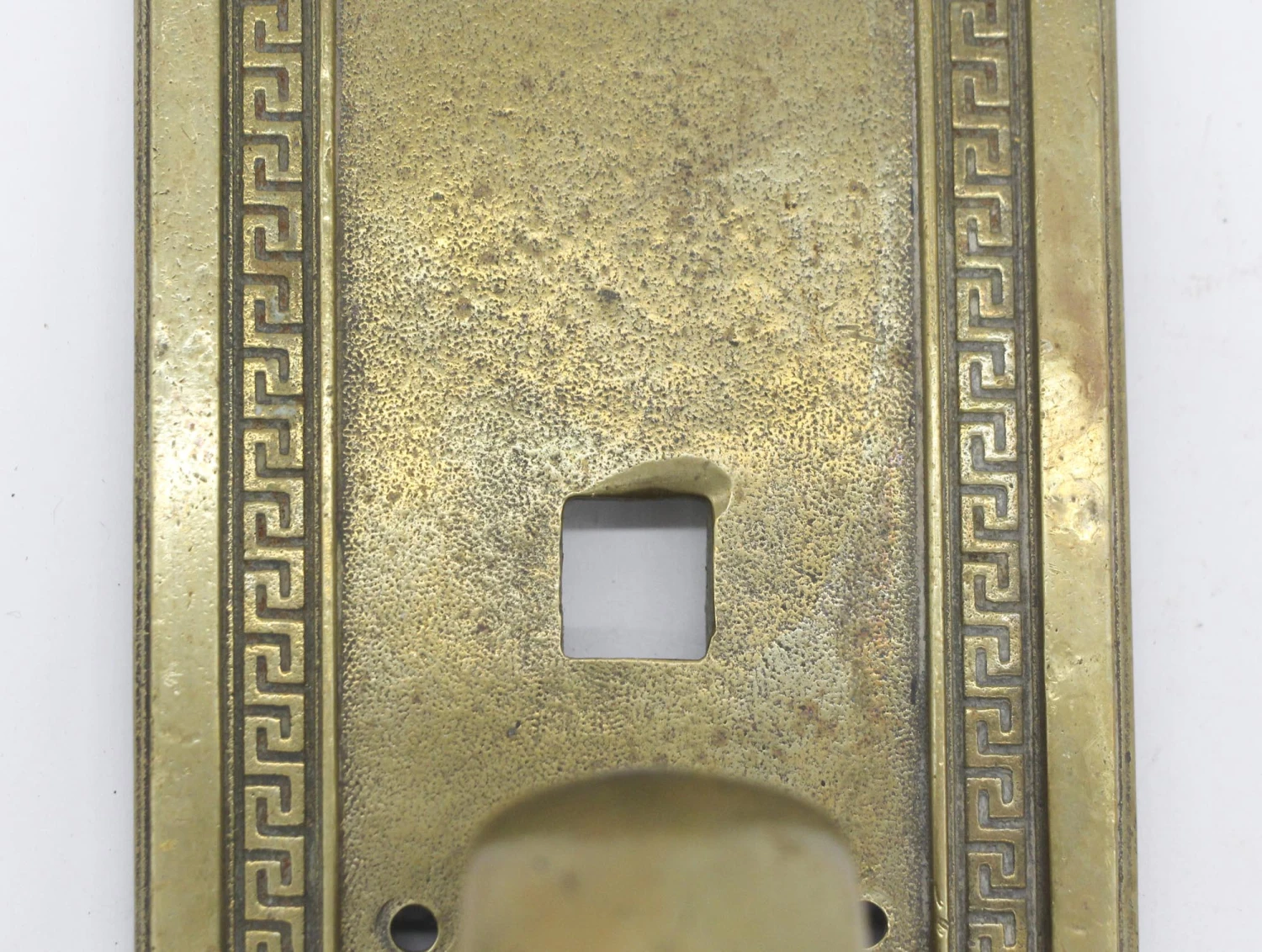 Antique 20.75 In. Sargent Greek Key Brass Entry Door Pull 6 Antique 20.75 In. Sargent Greek Key Brass Entry Door Pull - Image 4