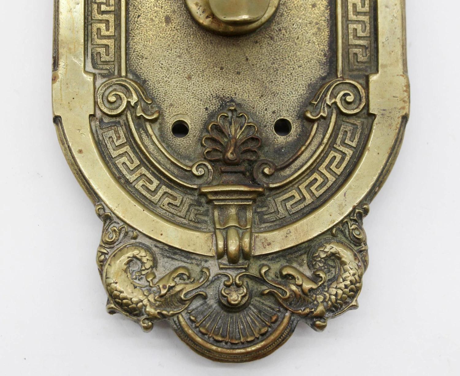 Antique 20.75 In. Sargent Greek Key Brass Entry Door Pull 7 Antique 20.75 In. Sargent Greek Key Brass Entry Door Pull - Image 5