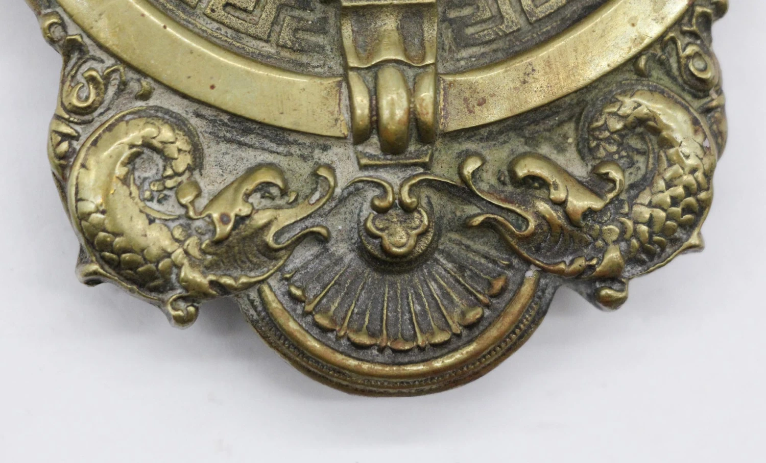 Antique 20.75 In. Sargent Greek Key Brass Entry Door Pull 8 Antique 20.75 In. Sargent Greek Key Brass Entry Door Pull - Image 6