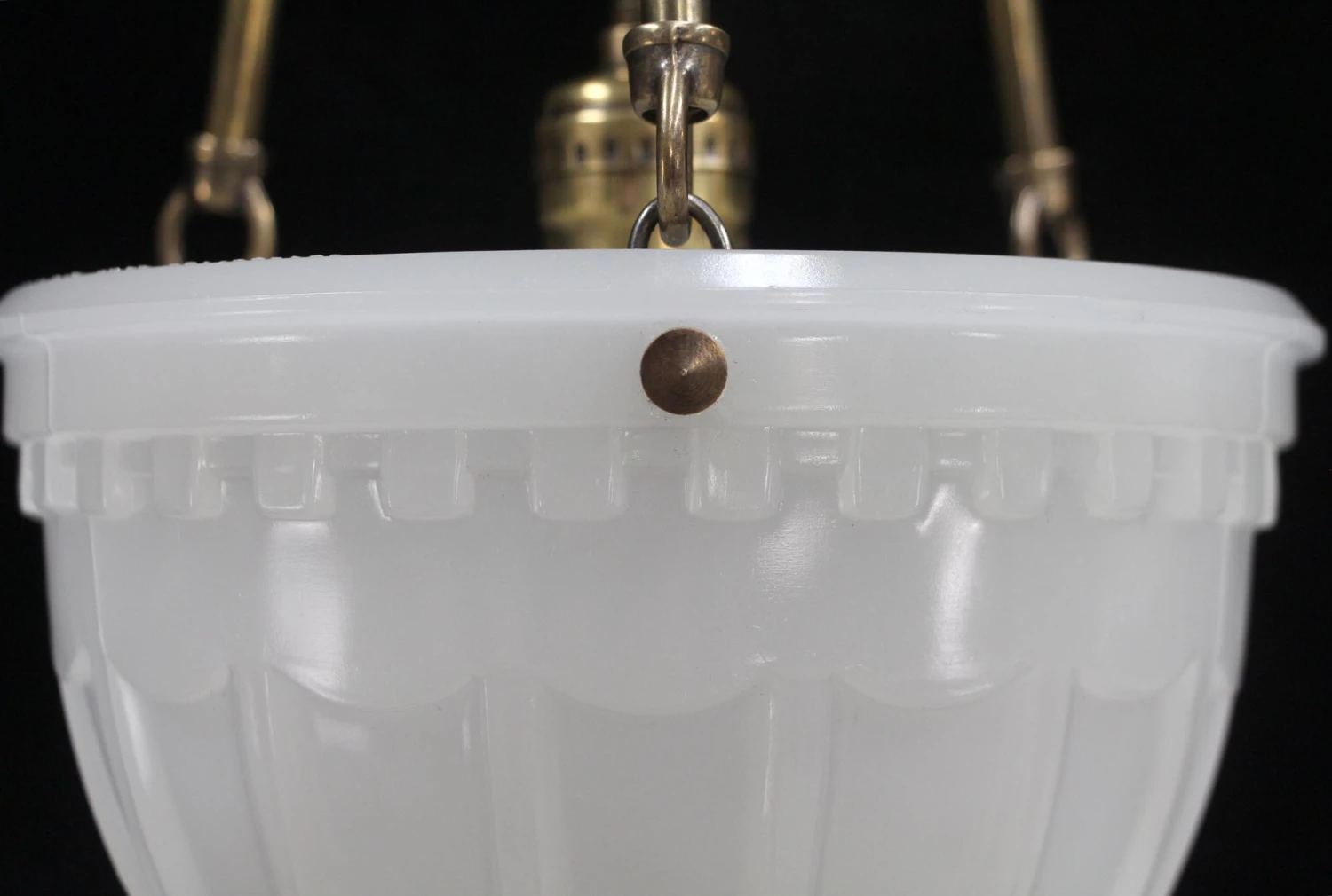 Pair Of Victorian Fluted Milk Glass Vestibule Pendant Lights 8 Pair Of Victorian Fluted Milk Glass Vestibule Pendant Lights - Image 6