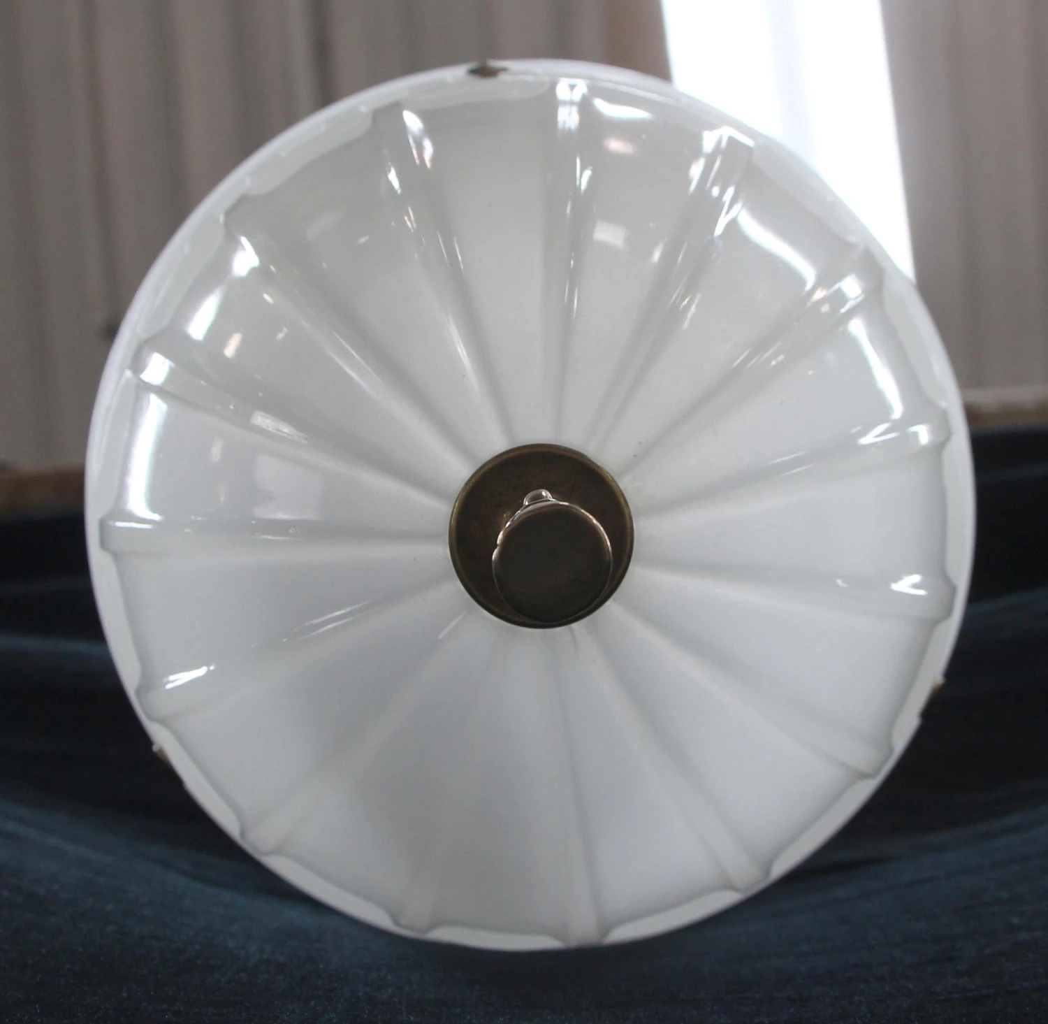 Pair Of Victorian Fluted Milk Glass Vestibule Pendant Lights 9 Pair Of Victorian Fluted Milk Glass Vestibule Pendant Lights - Image 7